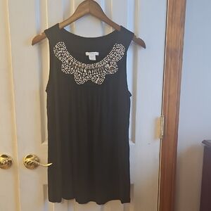 Dress Barn Black Sleeveless Top with Embellishments